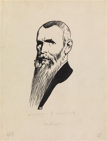FÉLIX VALLOTTON (Lausanne 1865-1925 Paris) Two brush and ink portrait drawings.